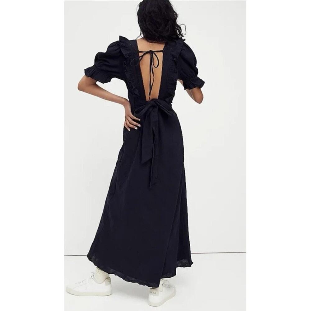 Free People Endless Summer Crochet Ruffle Maxi Dress Festival Boho Flowy Size L - Picture 2 of 8